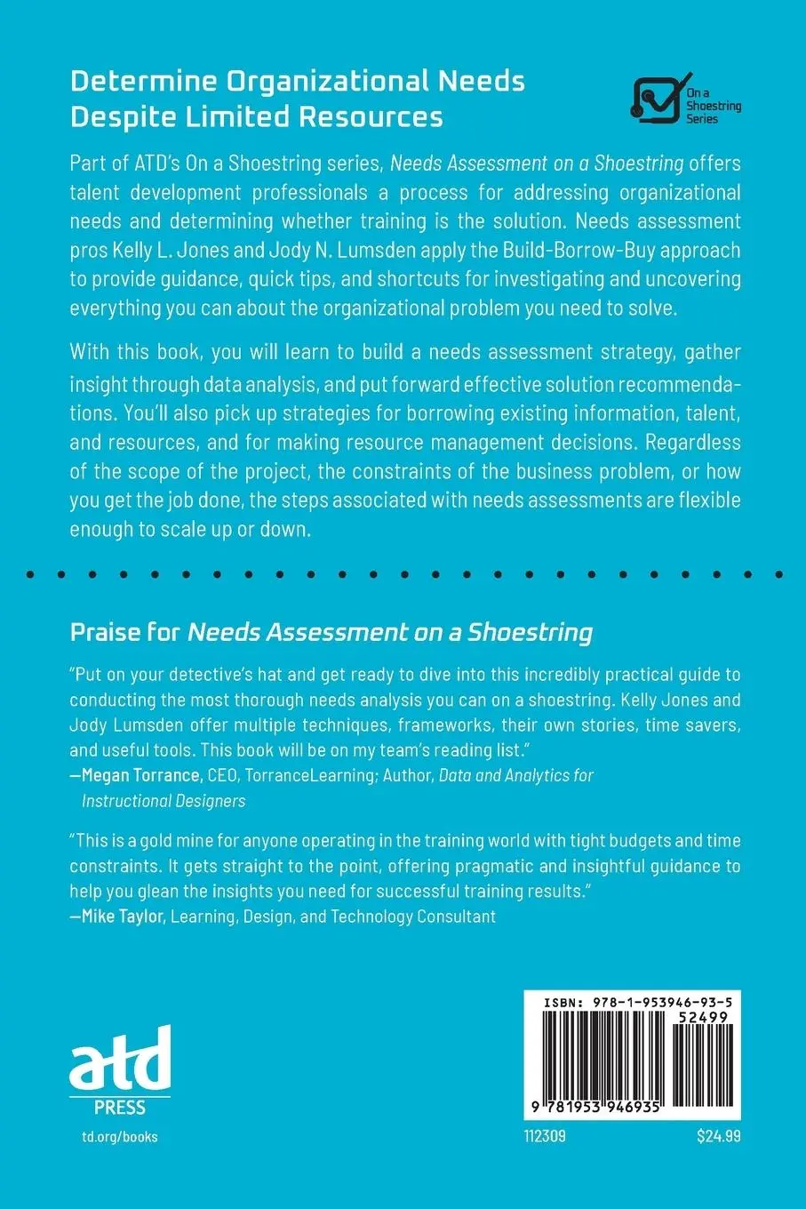 Rückseite: 9781953946935 | Needs Assessment on a Shoestring | Kelly Jones (u. a.) | Taschenbuch
