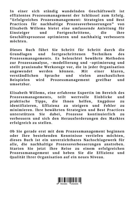 Rückseite: 9783384256935 | Erfolgreiches Prozessmanagement | Elisabeth Willems | Taschenbuch