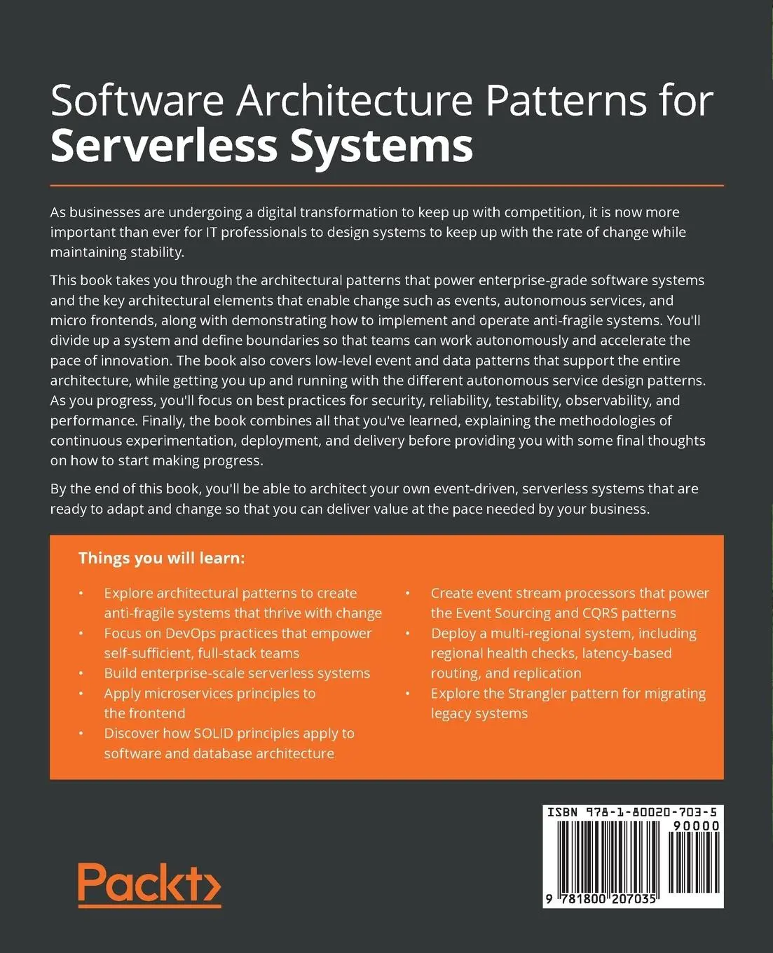 Rückseite: 9781800207035 | Software Architecture Patterns for Serverless Systems | John Gilbert