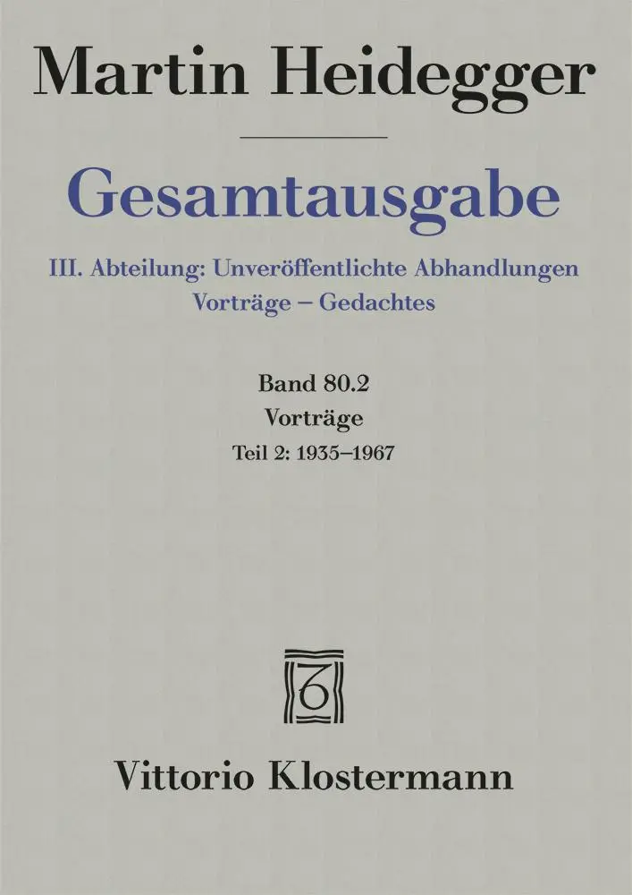 Cover: 9783465017035 | Vorträge | Teil 2: 1935 bis 1967 | Martin Heidegger | Buch | VIII