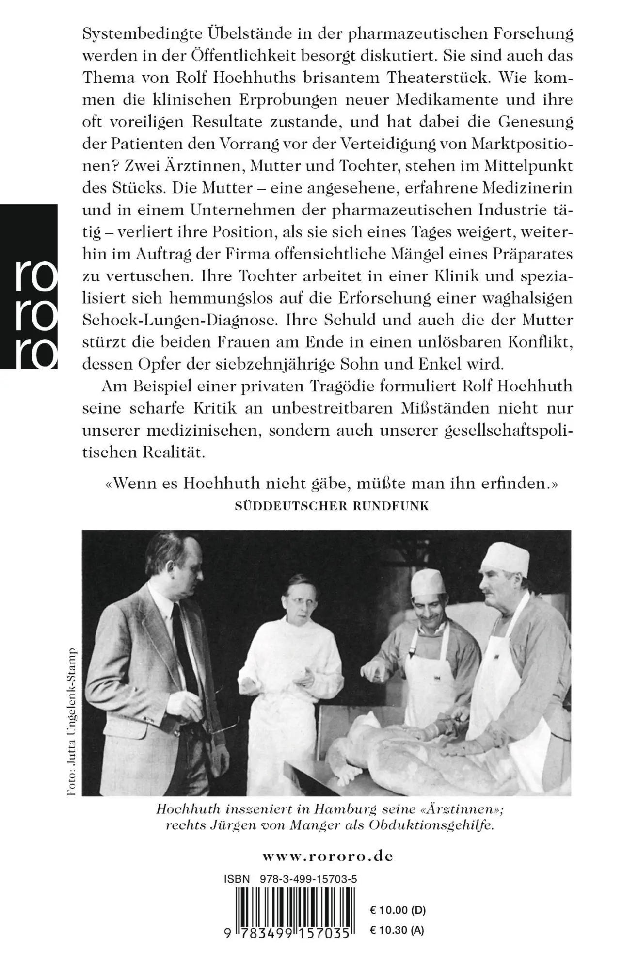 Rückseite: 9783499157035 | Ärztinnen | 5 Akte | Rolf Hochhuth | Taschenbuch | 190 S. | Deutsch