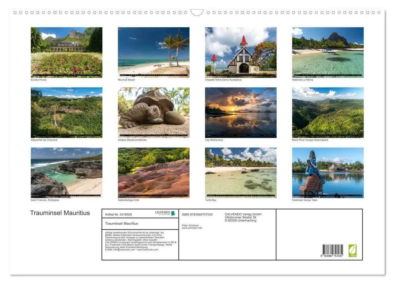 Bild: 9783569757035 | Trauminsel Mauritius (Wandkalender 2027 DIN A2 quer), CALVENDO...