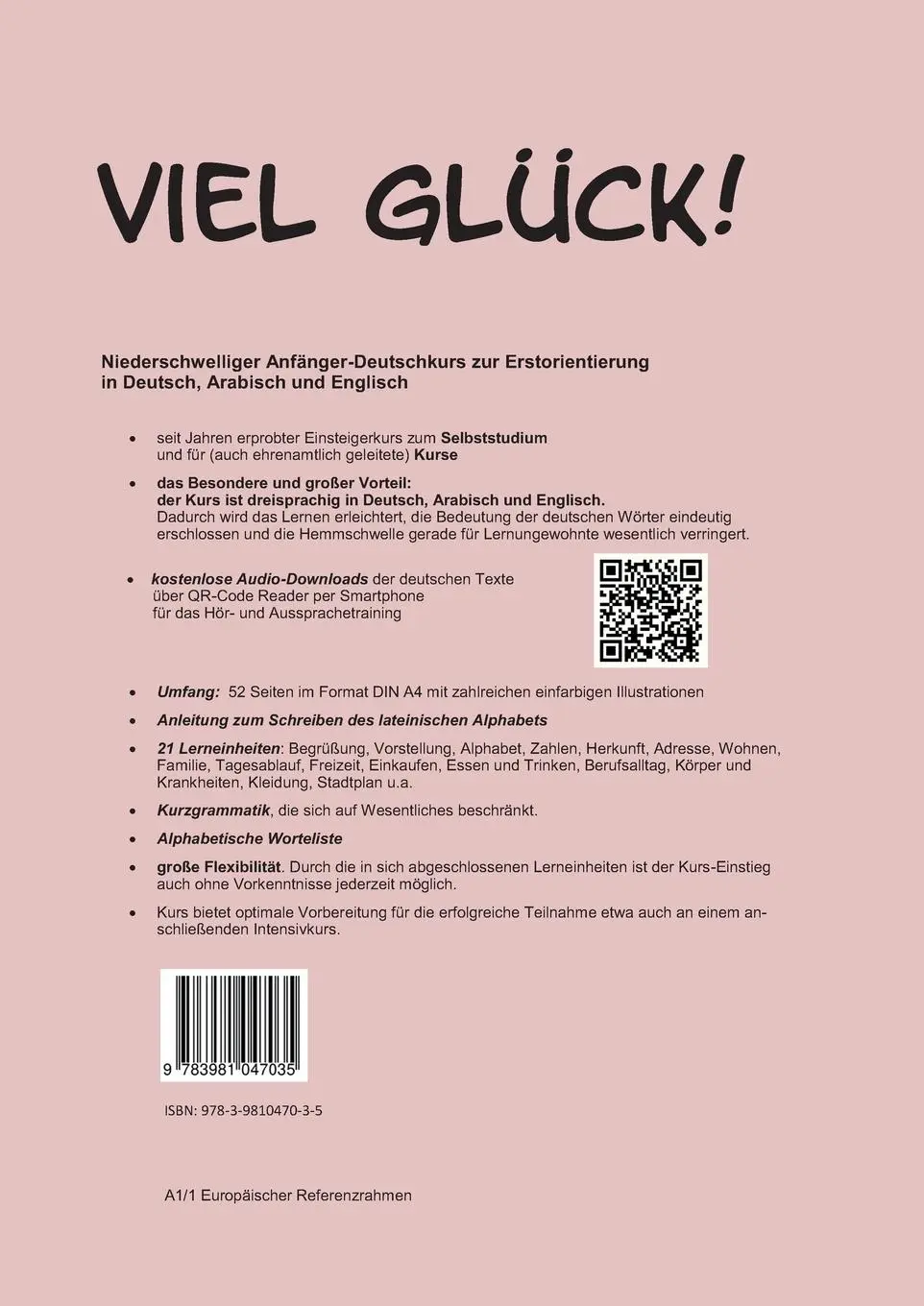 Rückseite: 9783981047035 | Viel Glück! Anfänger-Deutschkurs zur Erstorientierung in Deutsch,...