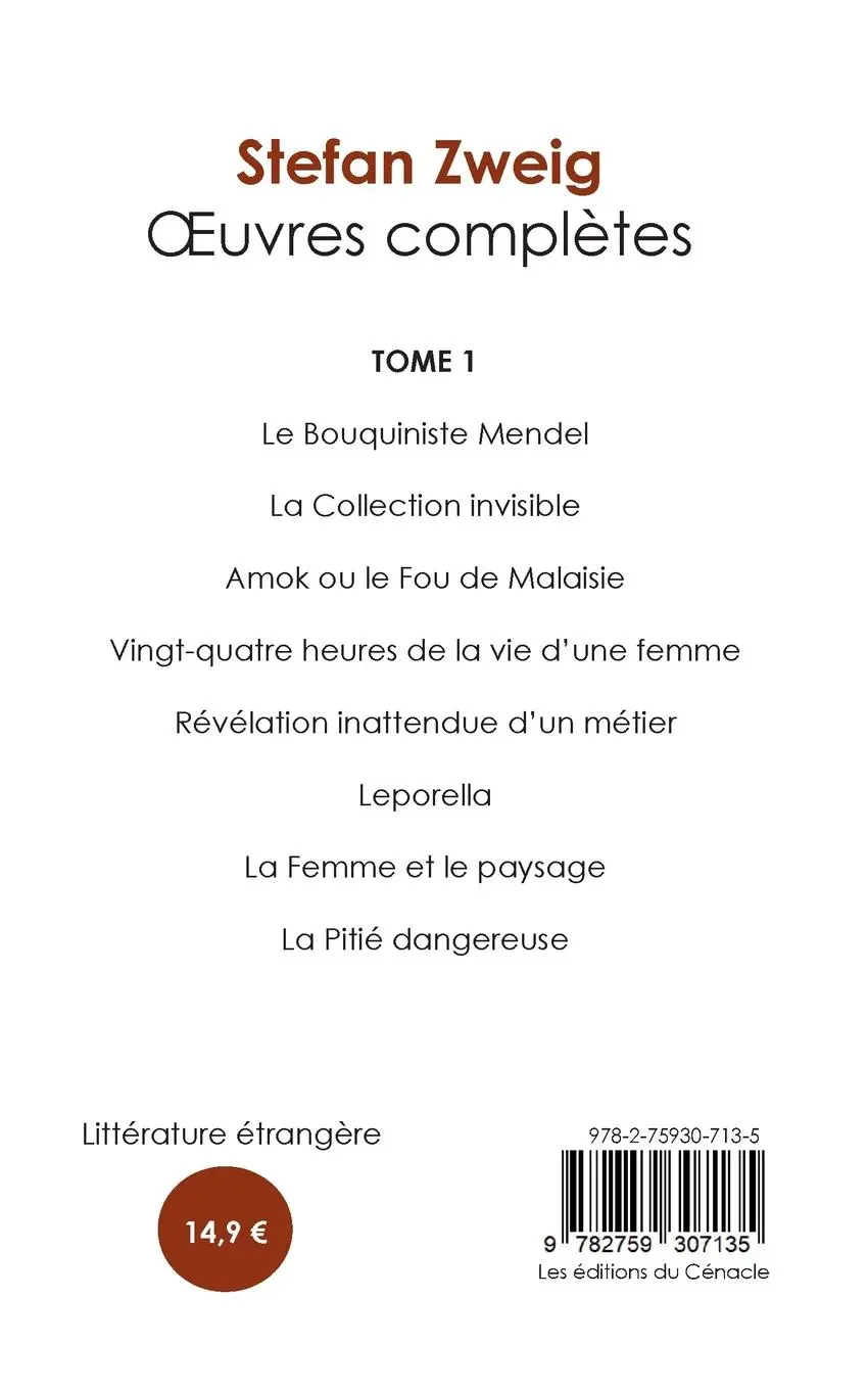 Rückseite: 9782759307135 | Oeuvres complètes (tome 1 : Le Bouquiniste Mendel, La Collection...