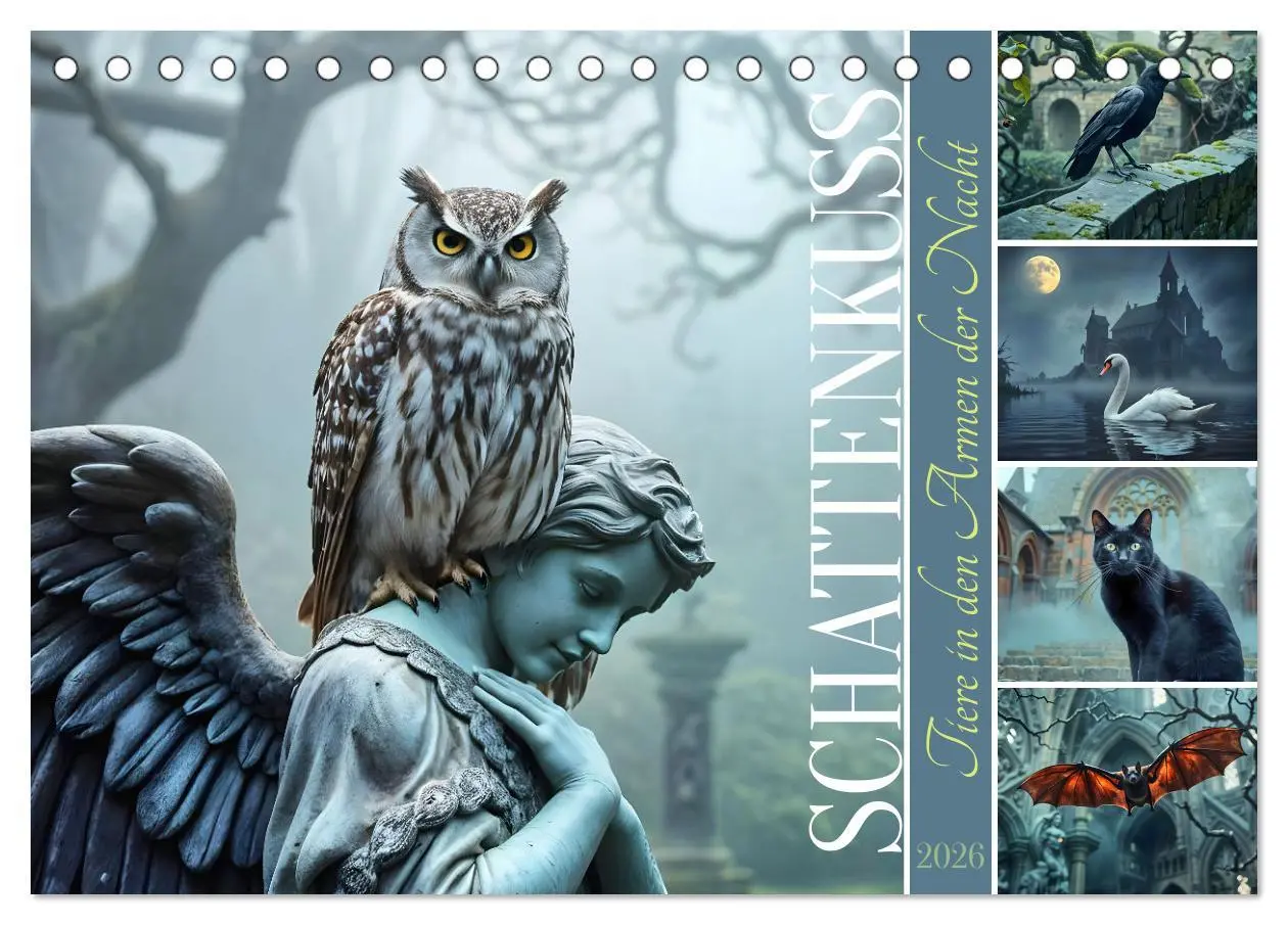 Cover: 9783457257135 | Schattenkuss - Tiere in den Armen der Nacht (Tischkalender 2026 DIN...