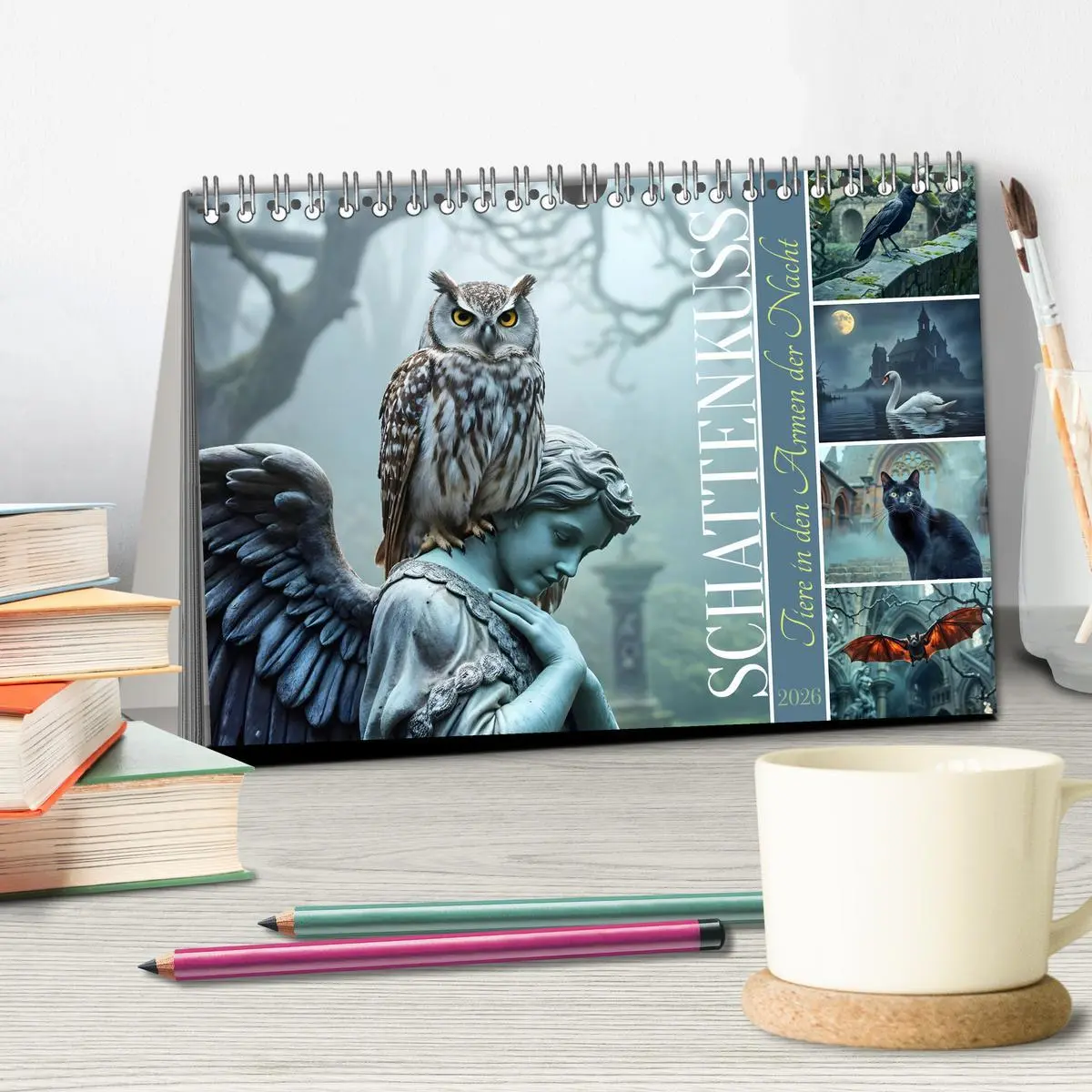 Bild: 9783457257135 | Schattenkuss - Tiere in den Armen der Nacht (Tischkalender 2026 DIN...
