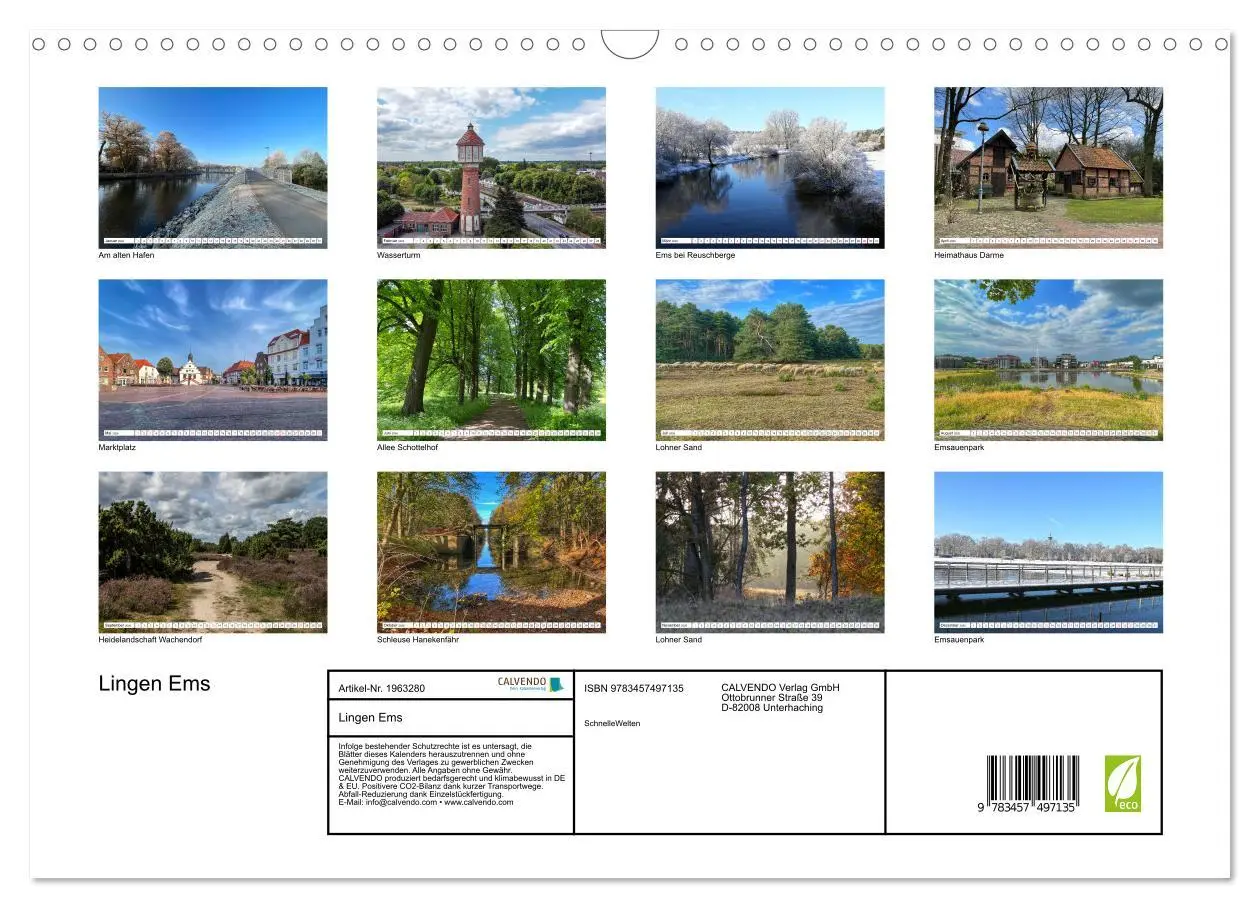 Bild: 9783457497135 | Lingen Ems (Wandkalender 2026 DIN A3 quer), CALVENDO Monatskalender