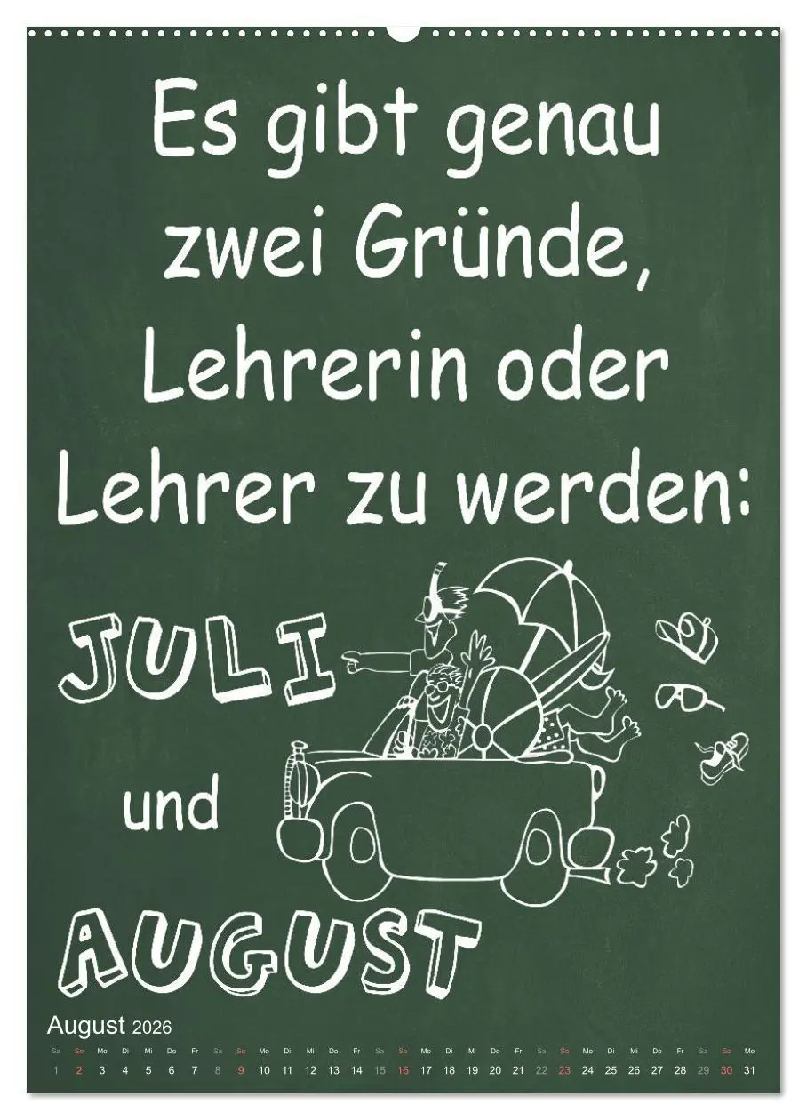 Bild: 9783516347135 | Coole Lehrersprüche (Wandkalender 2026 DIN A2 hoch), CALVENDO...