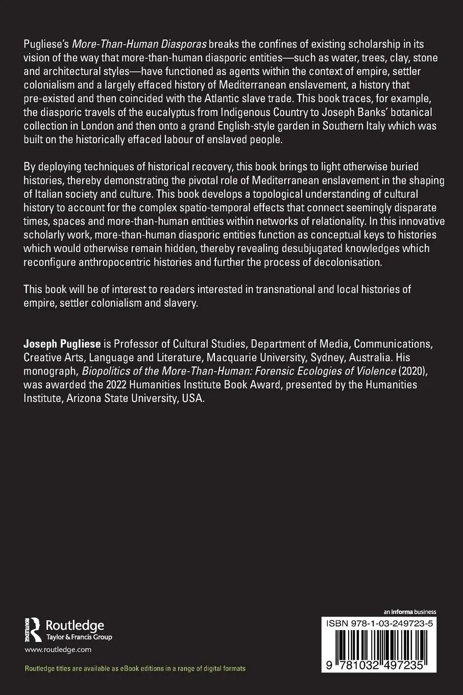 Rückseite: 9781032497235 | More-Than-Human Diasporas | Joseph Pugliese | Taschenbuch | Englisch