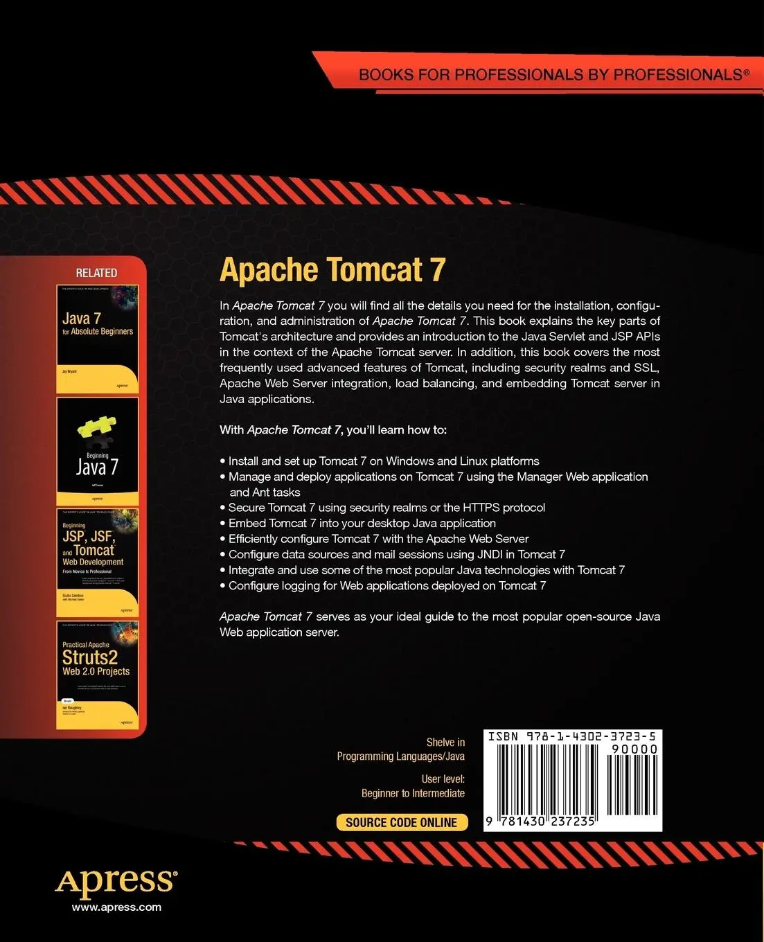 Rückseite: 9781430237235 | Apache Tomcat 7 | Aleksa Vukotic (u. a.) | Taschenbuch | xvi | 2011
