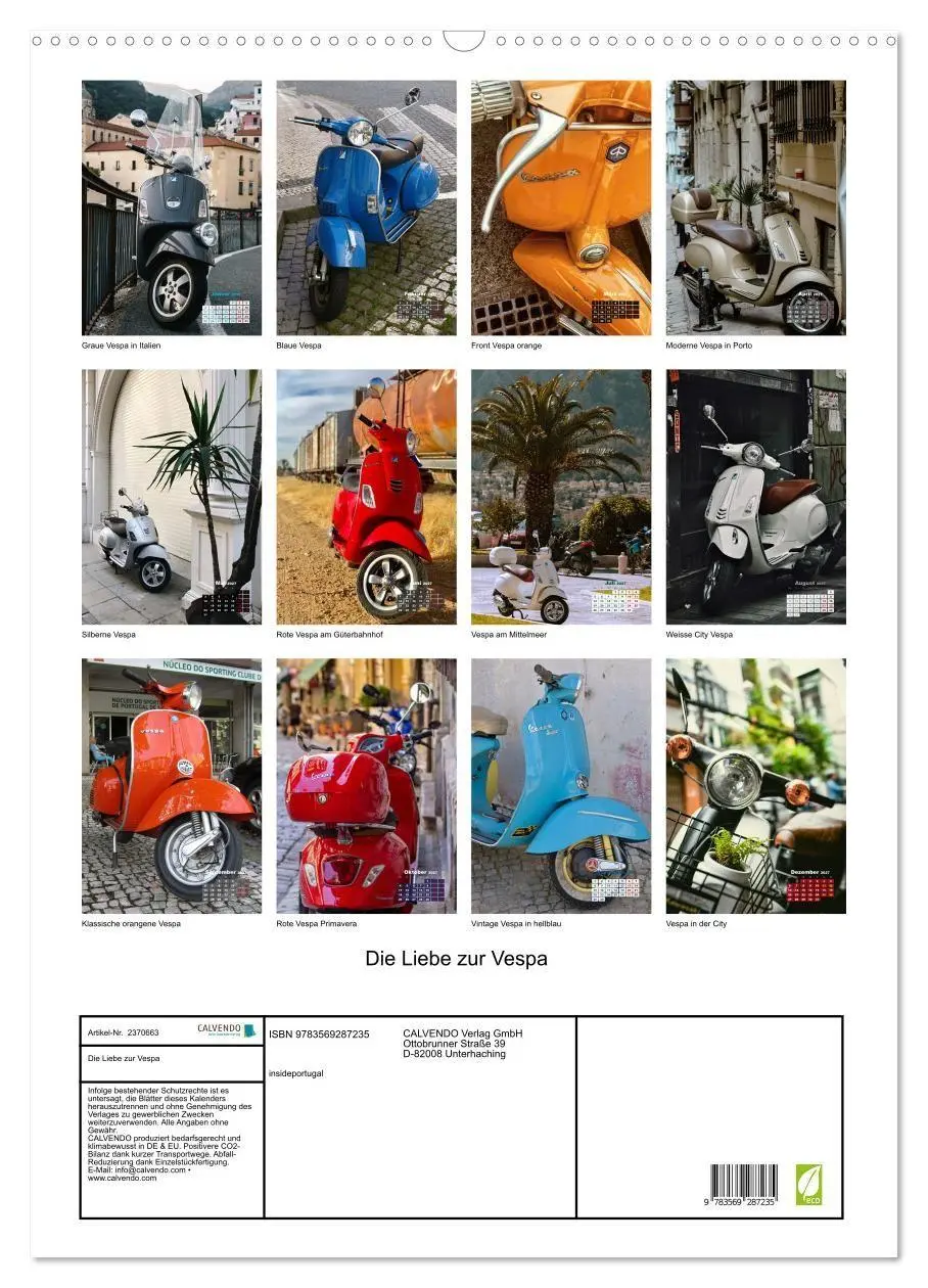 Bild: 9783569287235 | Die Liebe zur Vespa (Wandkalender 2027 DIN A2 hoch), CALVENDO...