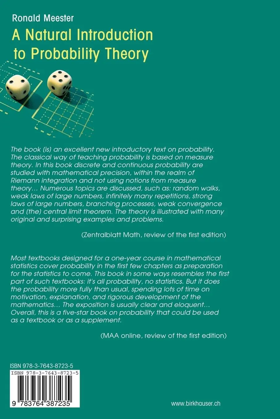 Rückseite: 9783764387235 | A Natural Introduction to Probability Theory | R. Meester | Buch | x