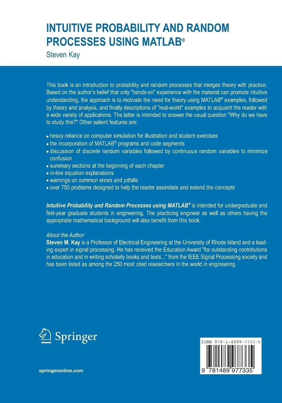 Rückseite: 9781489977335 | Intuitive Probability and Random Processes using MATLAB® | Steven Kay