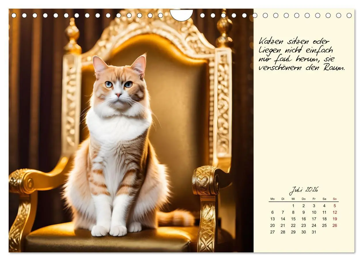 Bild: 9783457307335 | Katzen - Charakter und Schönheit (Wandkalender 2026 DIN A4 quer),...