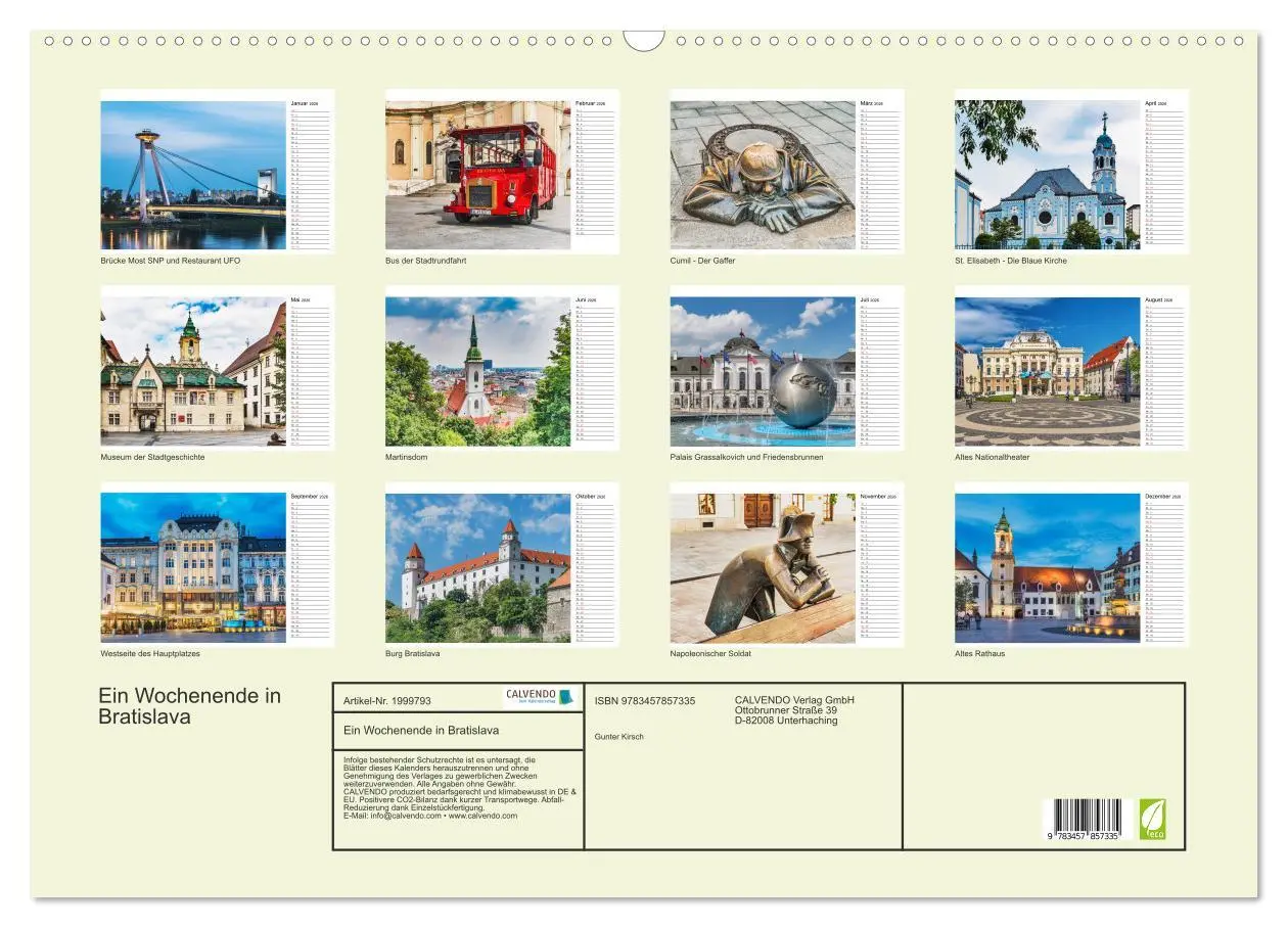 Bild: 9783457857335 | Ein Wochenende in Bratislava (Wandkalender 2026 DIN A2 quer),...