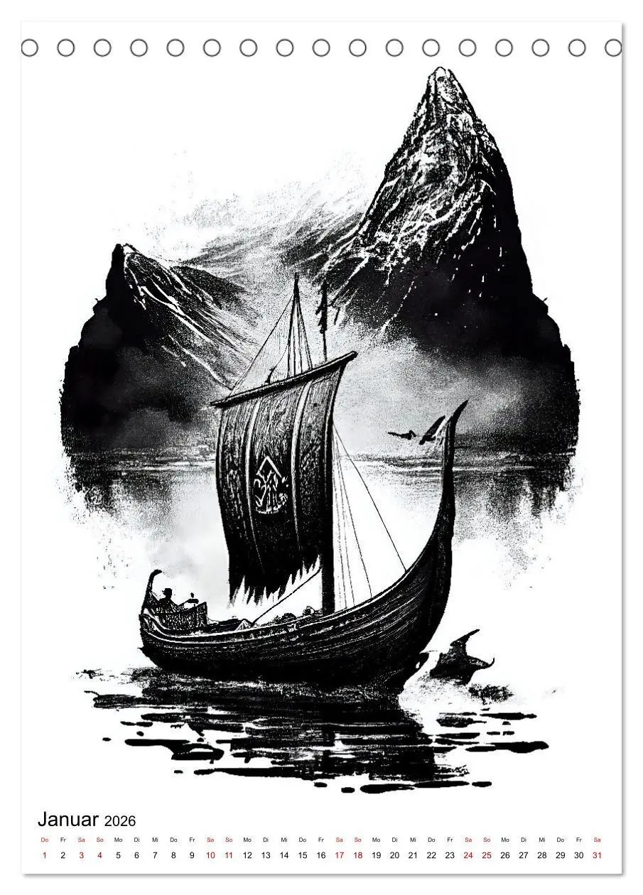Bild: 9783516327335 | Welt und Mythologie der Wikinger (Tischkalender 2026 DIN A5 hoch),...