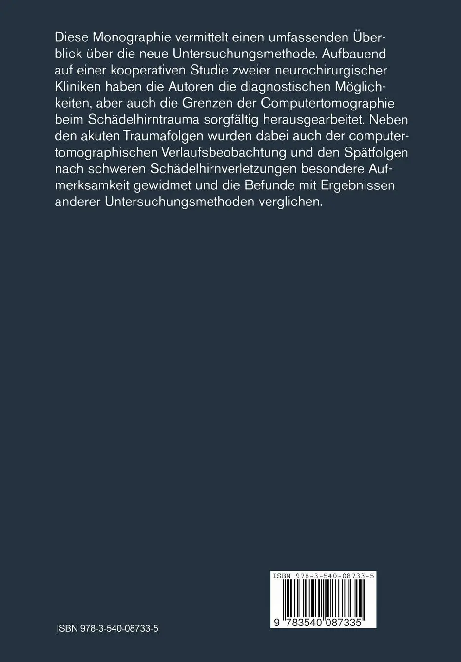 Rückseite: 9783540087335 | Schädelhirnverletzungen im Computertomogramm | W. Lanksch (u. a.) | x