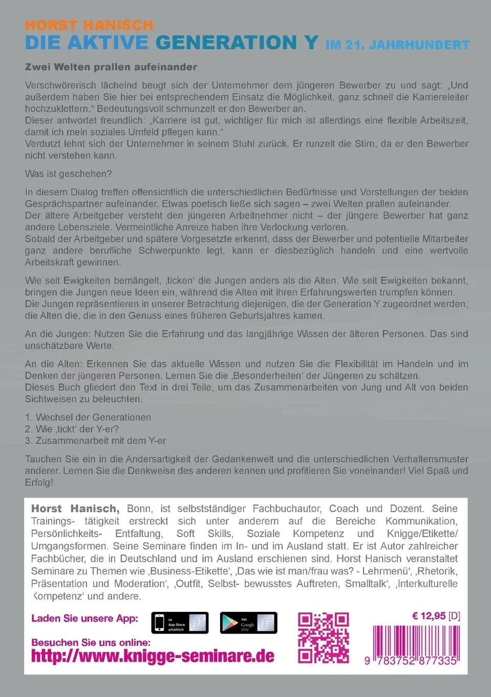 Rückseite: 9783752877335 | Die aktive Generation Y im 21. Jahrhundert | Horst Hanisch | Buch