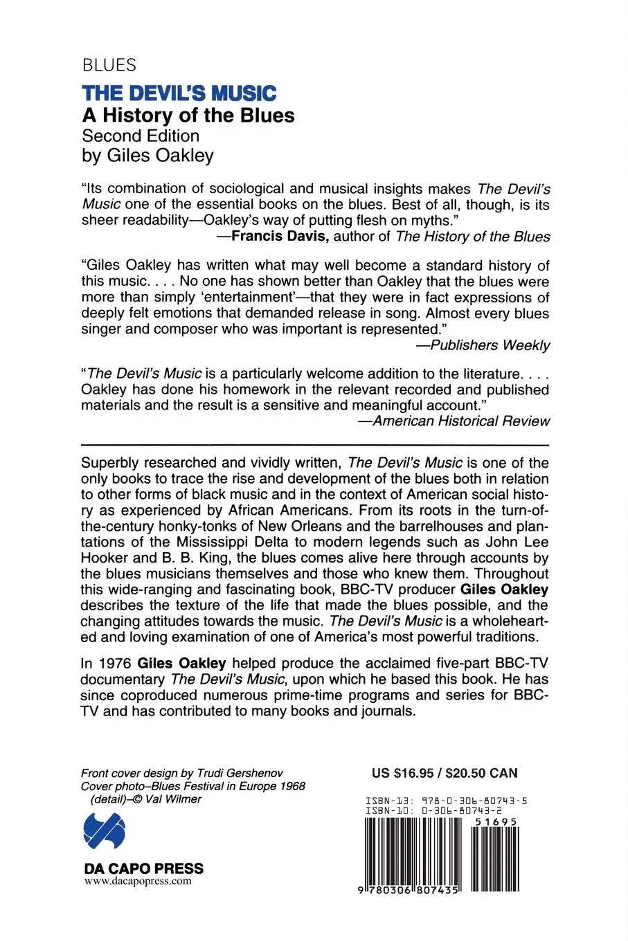 Rückseite: 9780306807435 | The Devil's Music | A History of the Blues | Giles Oakley | Buch
