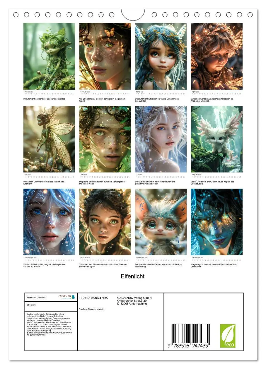 Bild: 9783516247435 | Elfenlicht (Wandkalender 2026 DIN A4 hoch), CALVENDO Monatskalender