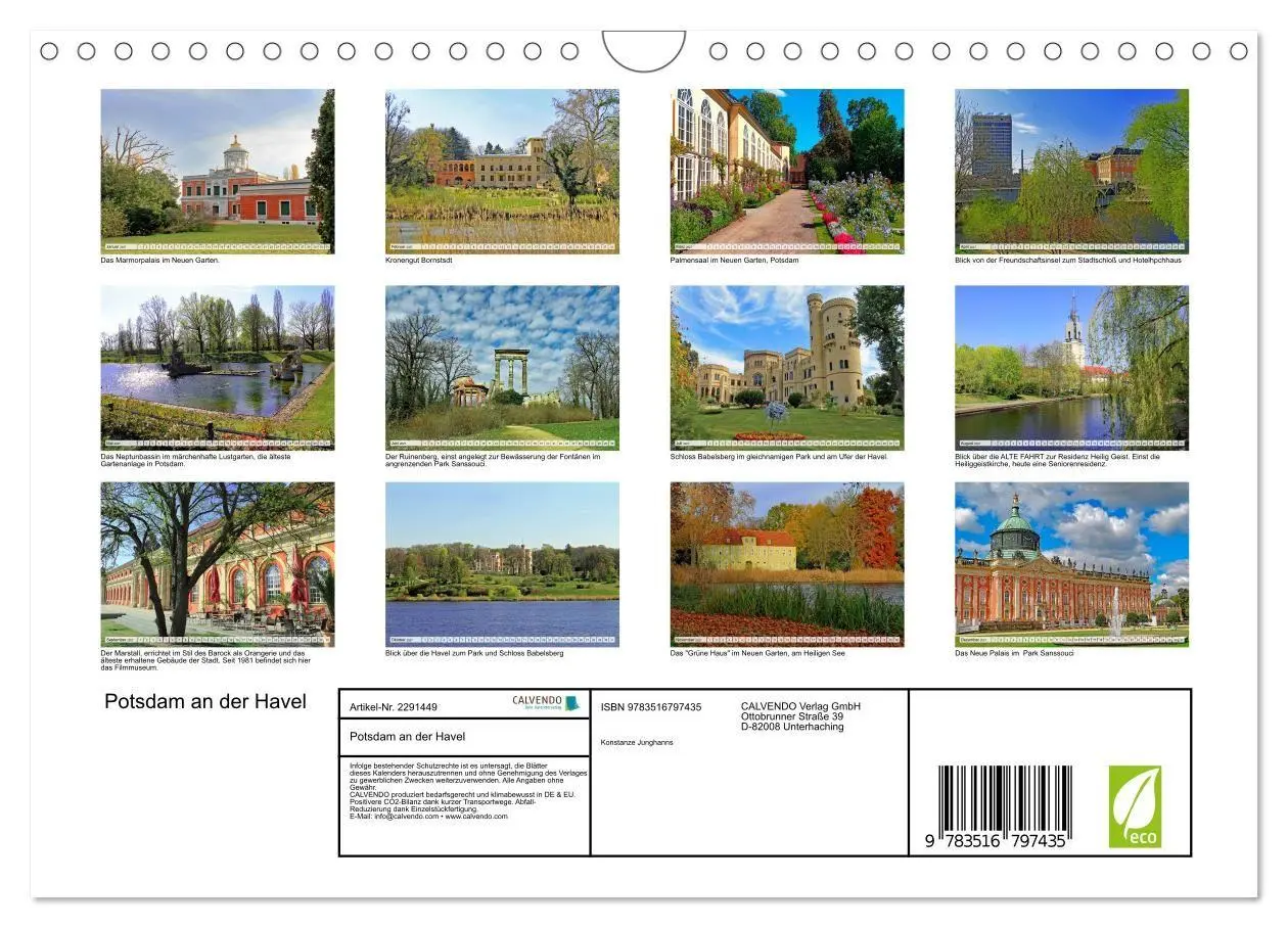 Bild: 9783516797435 | Potsdam an der Havel (Wandkalender 2027 DIN A4 quer), CALVENDO...
