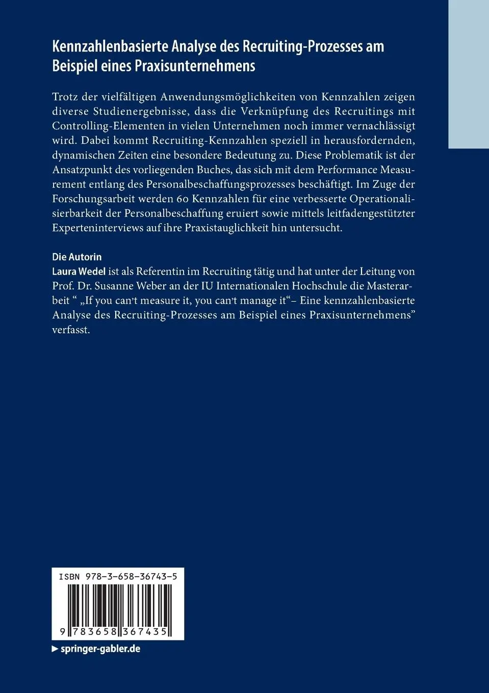 Rückseite: 9783658367435 | Kennzahlenbasierte Analyse des Recruiting-Prozesses am Beispiel...