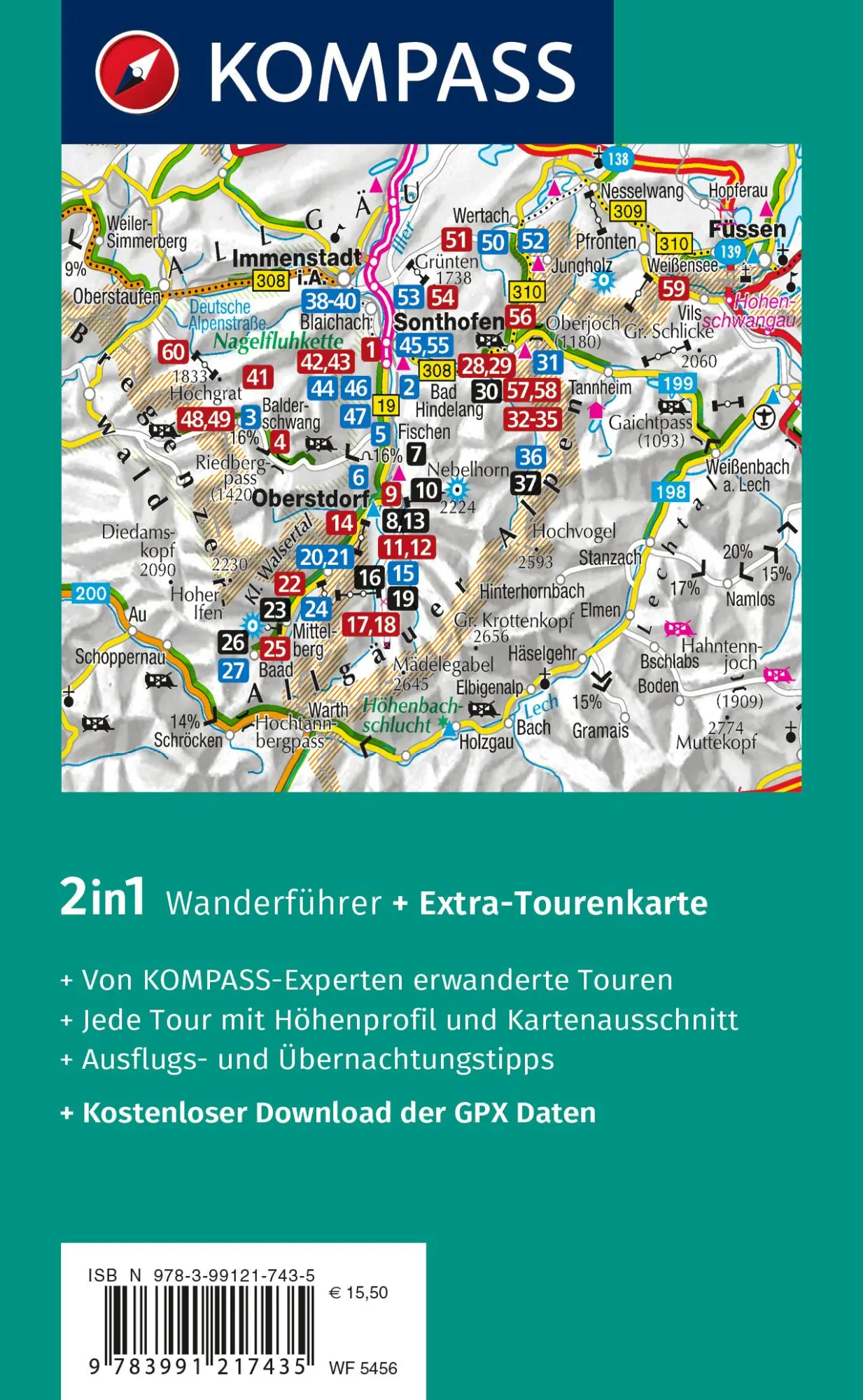 Rückseite: 9783991217435 | KOMPASS Wanderführer Allgäu, Allgäuer Alpen, 60 Touren mit...