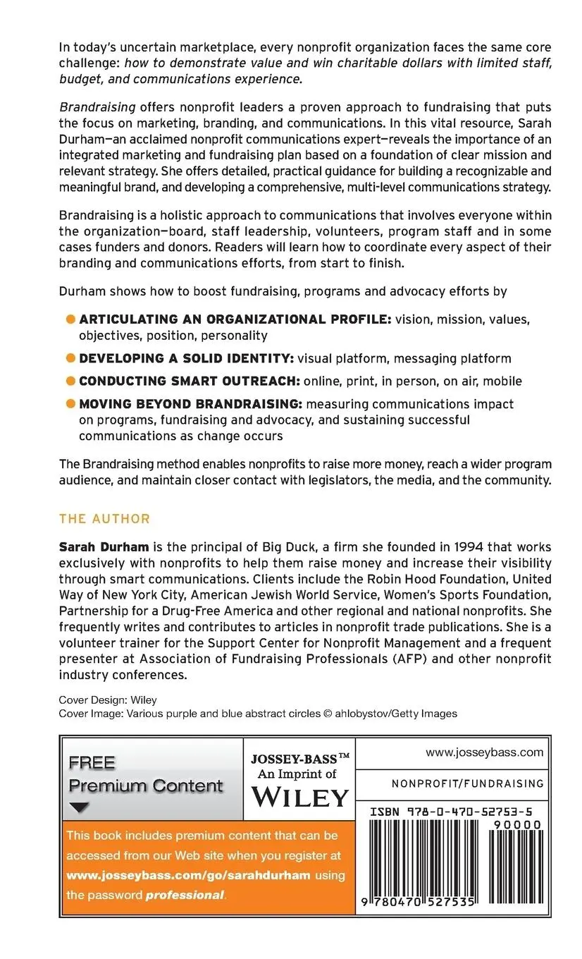 Rückseite: 9780470527535 | Brandraising | Sarah Durham | Buch | Gebunden | Englisch | 2009