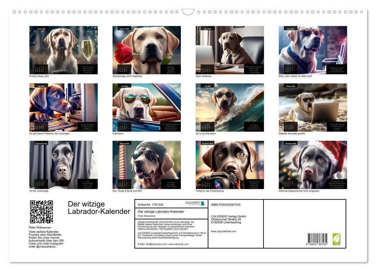 Bild: 9783435367535 | Der witzige Labrador-Kalender (Wandkalender 2025 DIN A2 quer),...