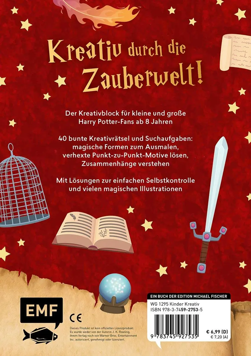 Rückseite: 9783745927535 | Mein zauberhafter Kreativblock für Harry Potter-Fans - Mit 40...
