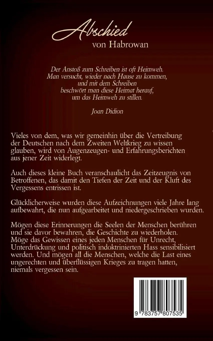 Rückseite: 9783757807535 | Abschied von Habrowan | Erfahrungsbericht einer Sudetendeutschen