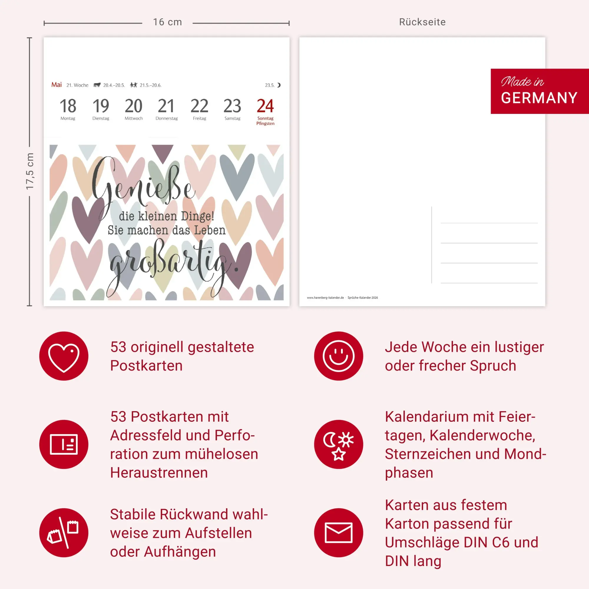 Bild: 9783840037535 | Positive-Sprüche-Kalender Postkartenkalender 2026 - Mit 53 Postkarten