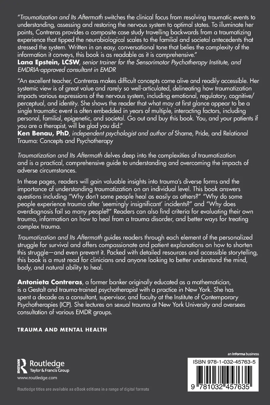 Rückseite: 9781032457635 | Traumatization and Its Aftermath | Antonieta Contreras | Taschenbuch