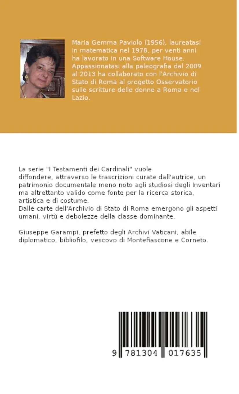 Rückseite: 9781304017635 | I Testamenti dei Cardinali | Giuseppe Garampi (1725-1792) | Paviolo