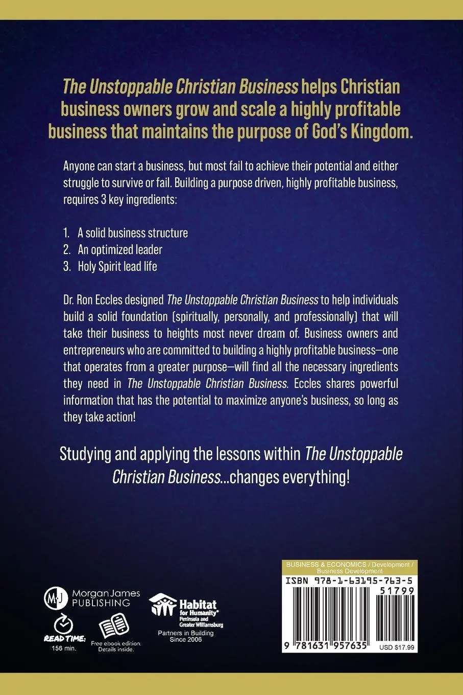 Rückseite: 9781631957635 | The Unstoppable Christian Business | Ron Eccles | Taschenbuch | 2022