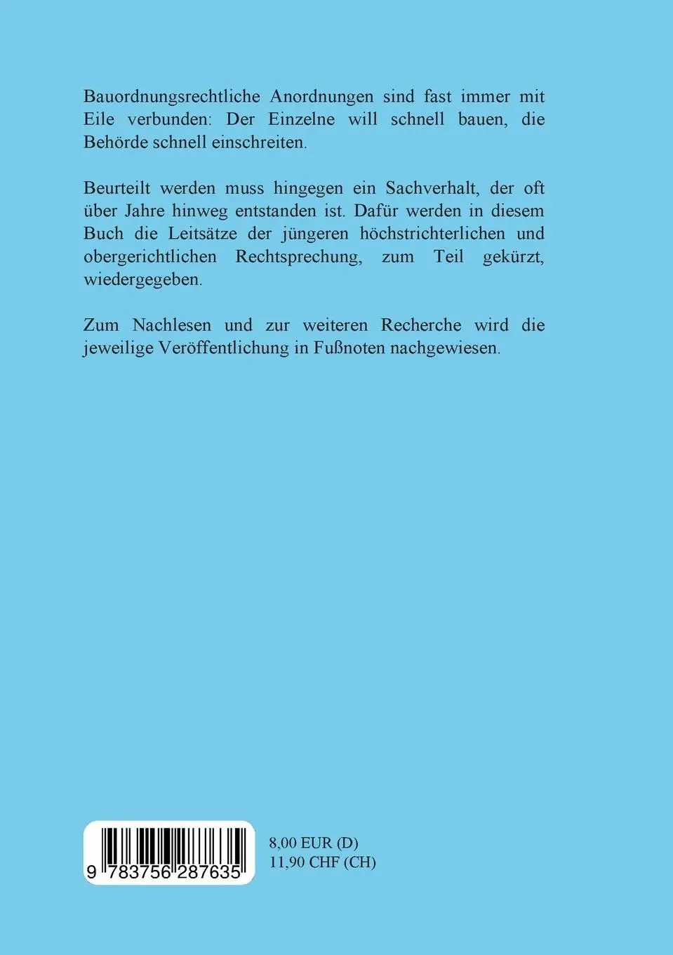 Rückseite: 9783756287635 | Rechtsprechung zum öffentlichen Baurecht | C. D. Voges | Taschenbuch