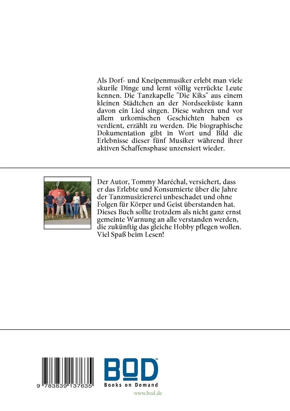 Rückseite: 9783839137635 | Die Kiks - sonst nix | Die Geschichte einer Kleinstadtkapelle | Buch