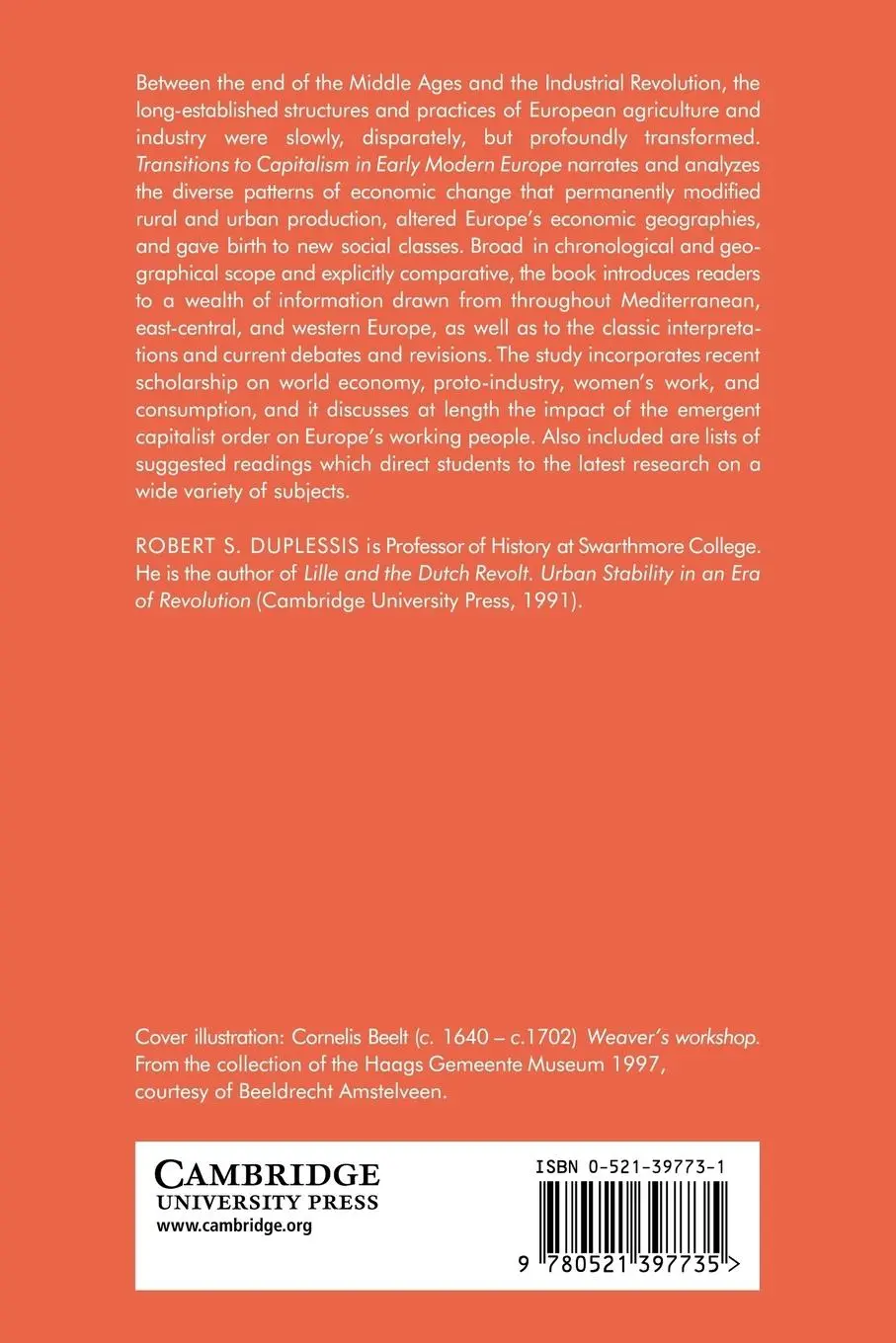 Rückseite: 9780521397735 | Transitions to Capitalism in Early Modern Europe | Robert S. Duplessis