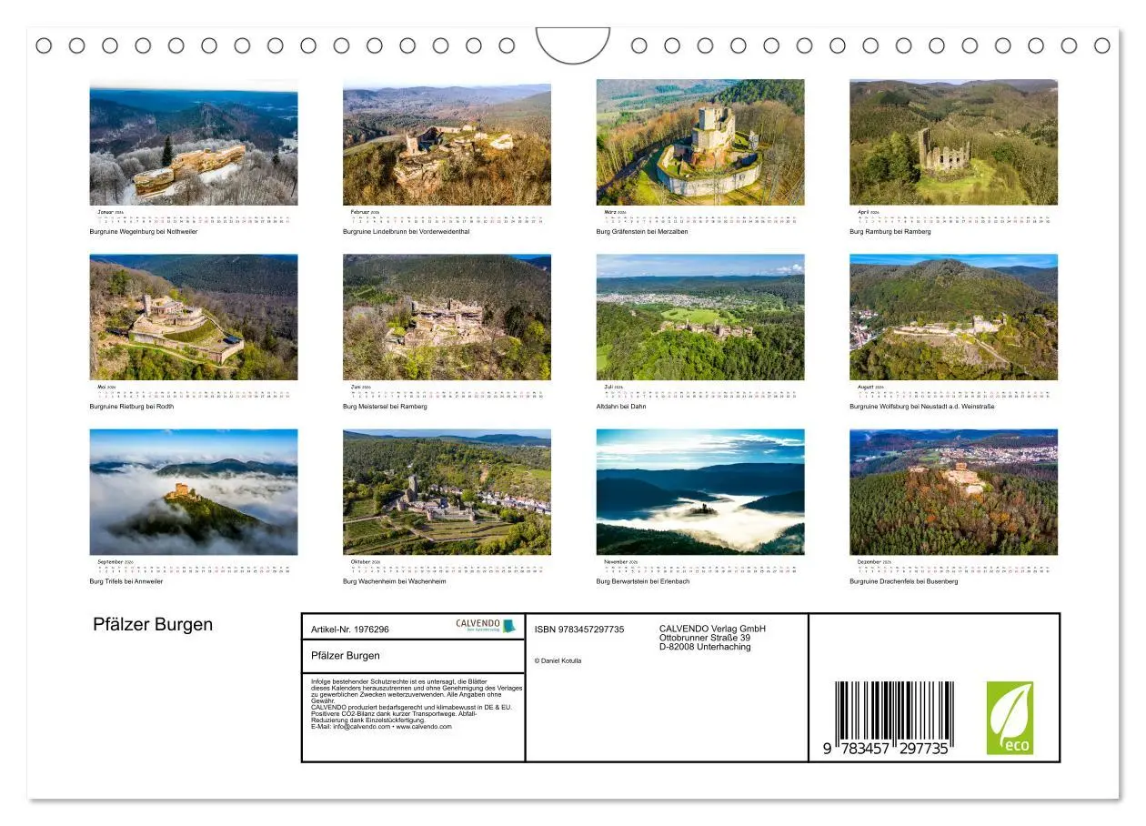 Bild: 9783457297735 | Pfälzer Burgen (Wandkalender 2026 DIN A4 quer), CALVENDO...
