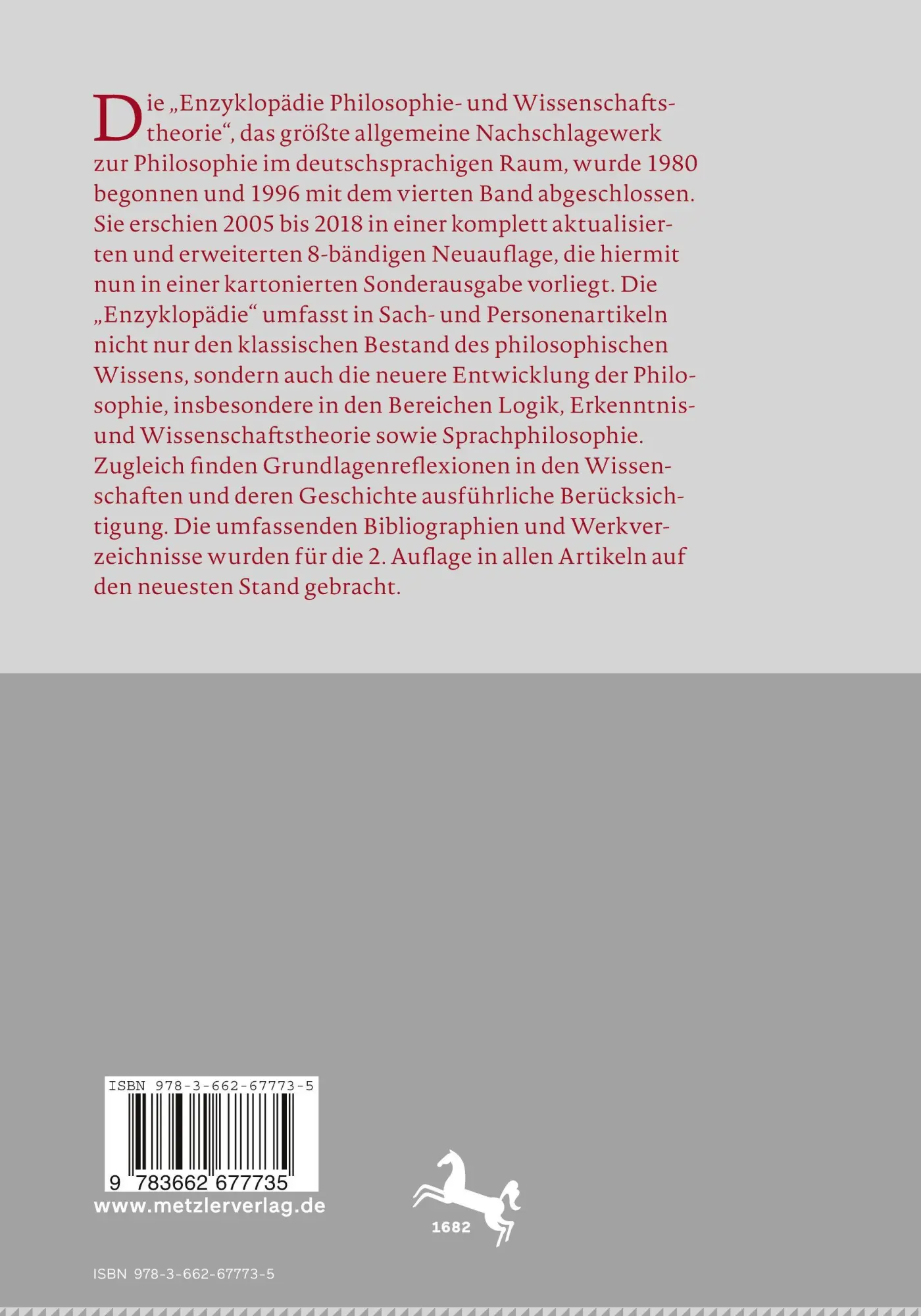 Rückseite: 9783662677735 | Enzyklopädie Philosophie und Wissenschaftstheorie | Bd. 8: Th-Z | Buch