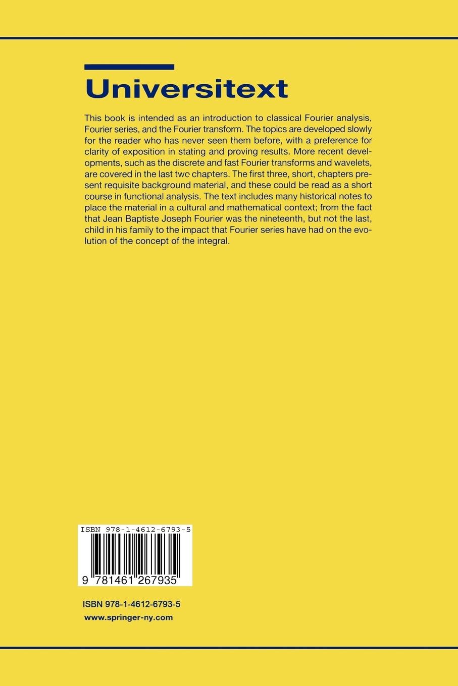 Rückseite: 9781461267935 | Fourier and Wavelet Analysis | George Bachmann (u. a.) | Taschenbuch Rückseite: 9781461267935 | Fourier and Wavelet Analysis | George Bachmann (u. a.) | Taschenbuch