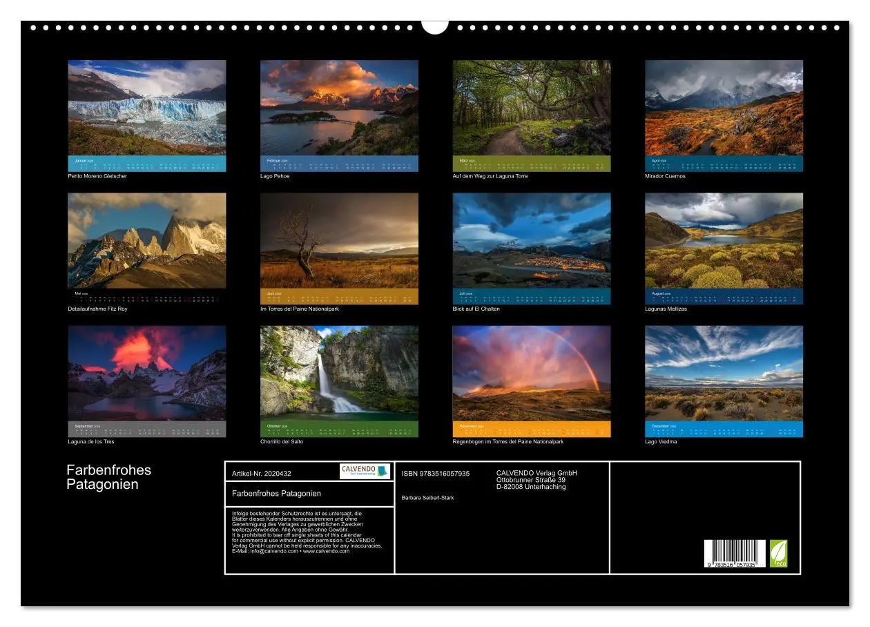 Bild: 9783516057935 | Farbenfrohes Patagonien (Wandkalender 2026 DIN A2 quer), CALVENDO...