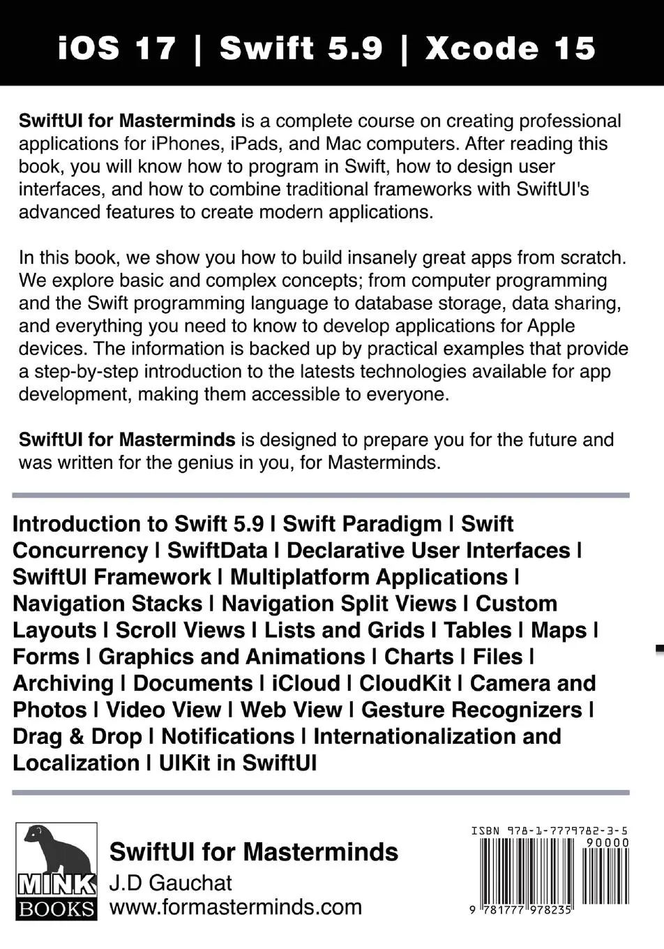 Rückseite: 9781777978235 | SwiftUI for Masterminds 4th Edition | J. D Gauchat | Taschenbuch