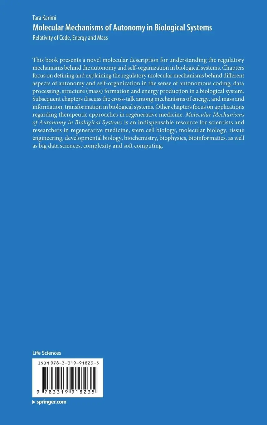 Rückseite: 9783319918235 | Molecular Mechanisms of Autonomy in Biological Systems | Tara Karimi