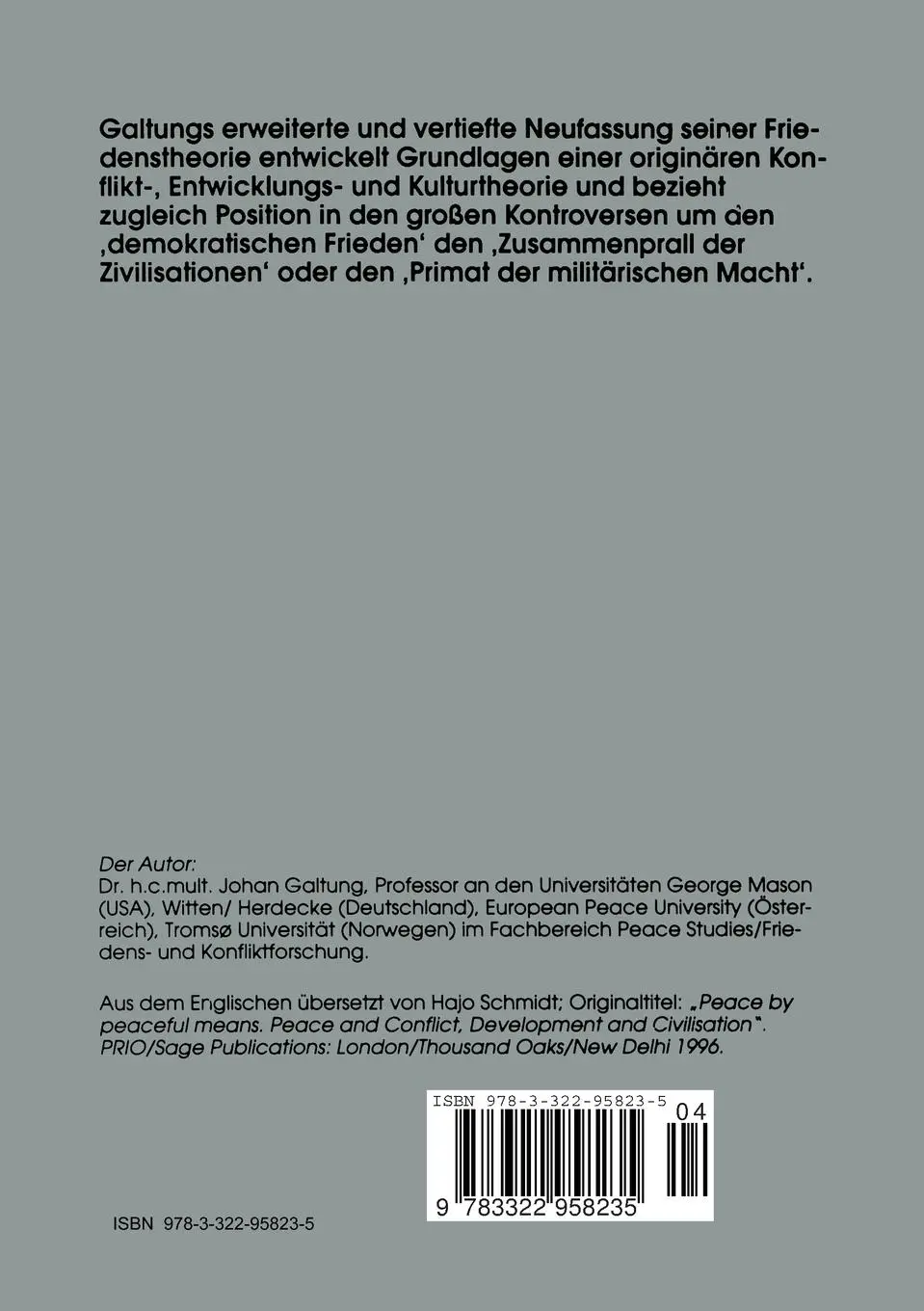 Rückseite: 9783322958235 | Frieden mit friedlichen Mitteln | Johan Galtung | Taschenbuch | 476 S.
