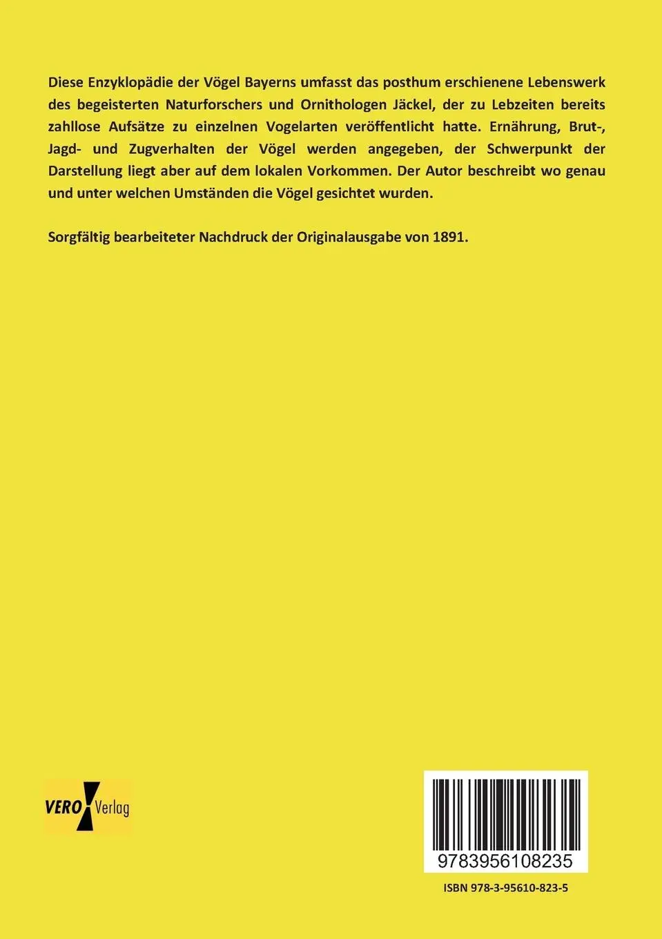 Rückseite: 9783956108235 | Systematische Übersicht der Vögel Bayerns | Andreas Johannes Jäckel