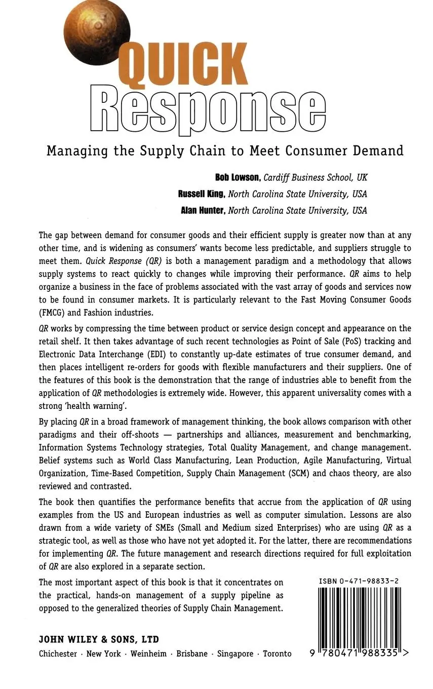 Rückseite: 9780471988335 | Quick Response | Managing the Supply Chain to Meet Consumer Demand