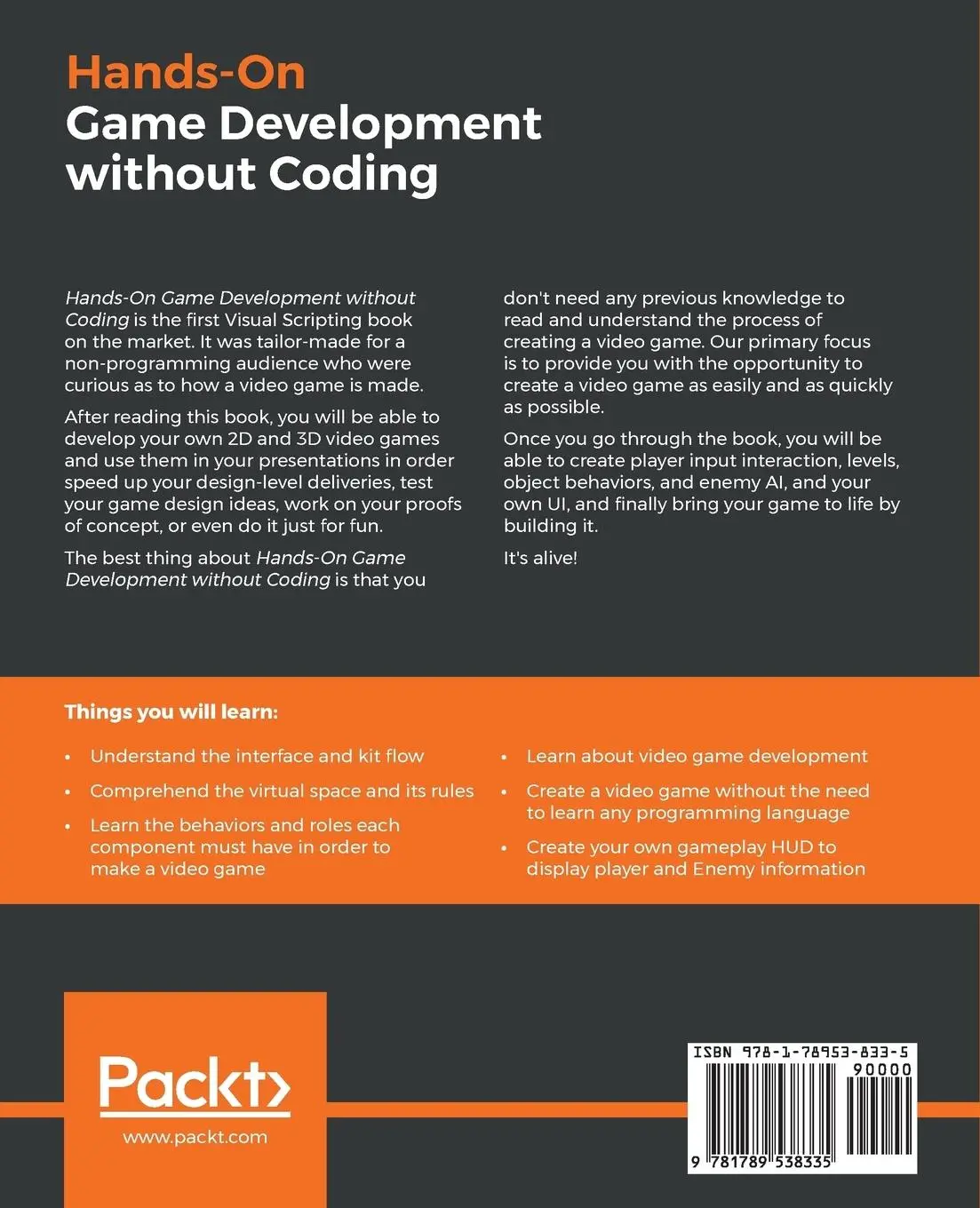Rückseite: 9781789538335 | Hands-On Game Development without Coding | Lucas Bertolini | Buch