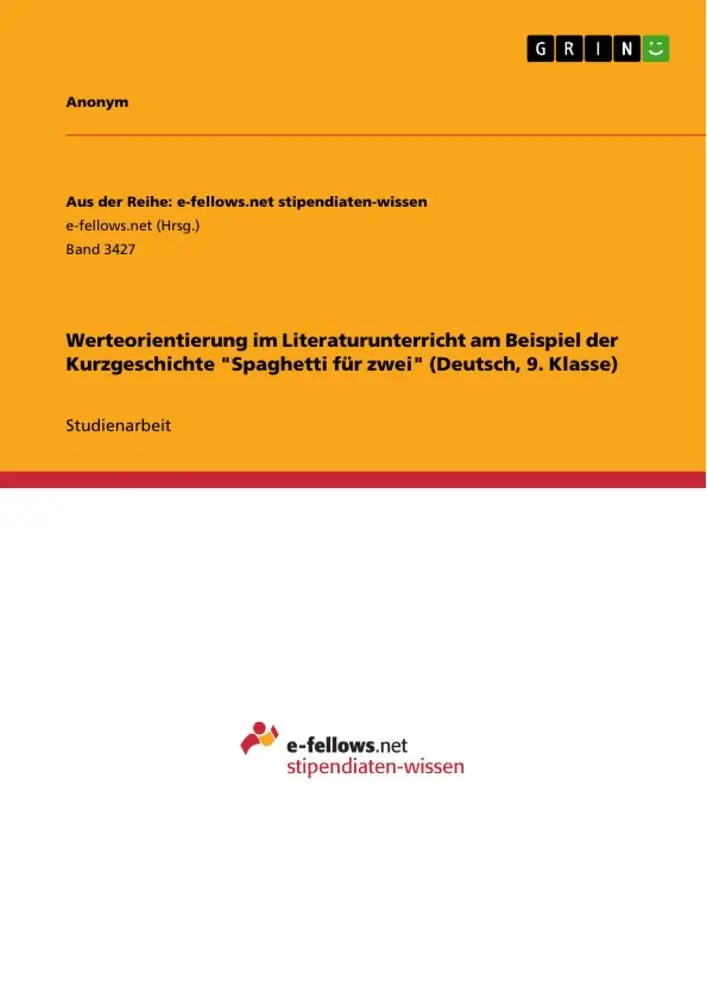 Cover: 9783346188335 | Werteorientierung im Literaturunterricht am Beispiel der...