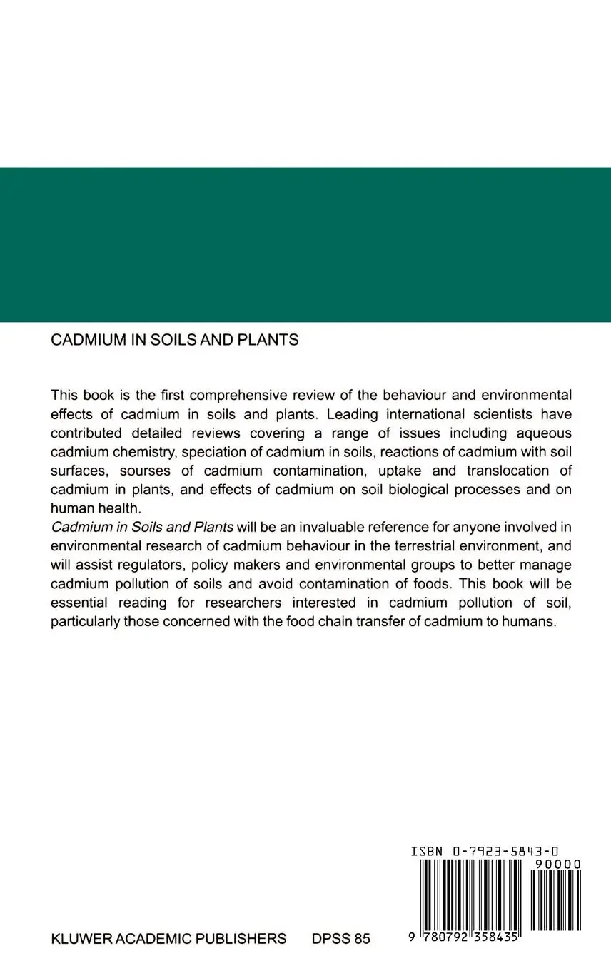 Rückseite: 9780792358435 | Cadmium in Soils and Plants | B. R. Singh (u. a.) | Taschenbuch | 1999